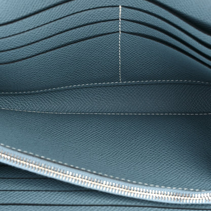 Hermes Epsom Kelly Longue Wallet Blue Jean 7 of 15