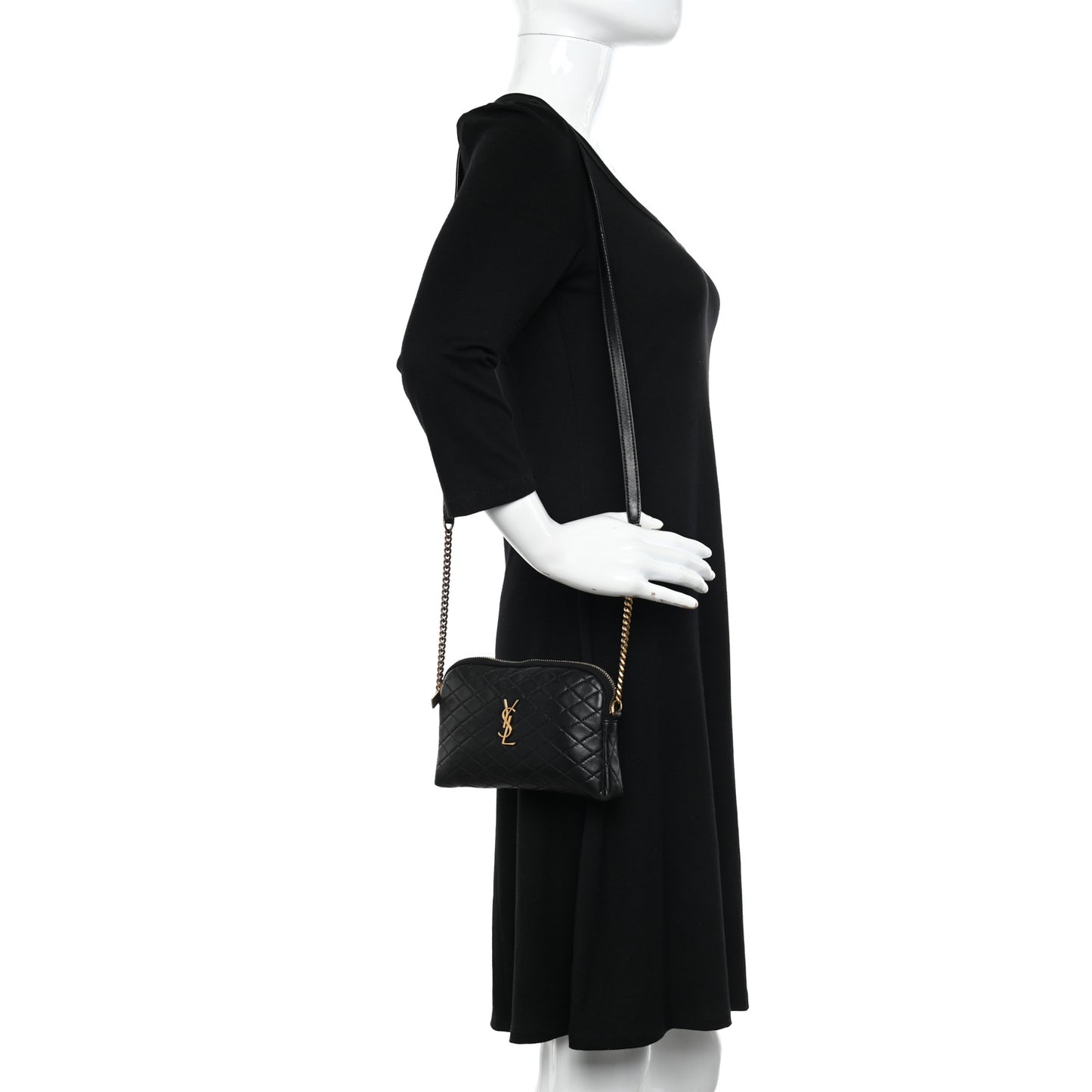 Lambskin Quilted Gaby Zipped Pouch Black