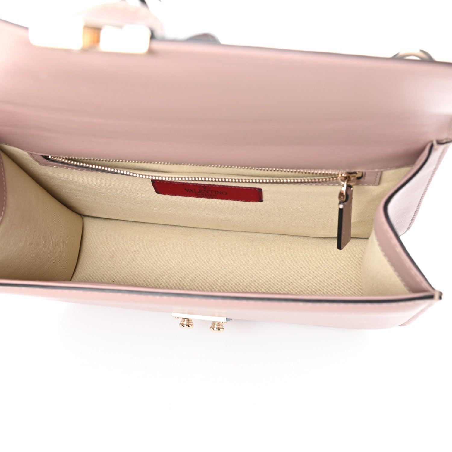 Valentino Garavani Vitello Medium Glam Lock Rockstud Flap Poudre 5 of 9