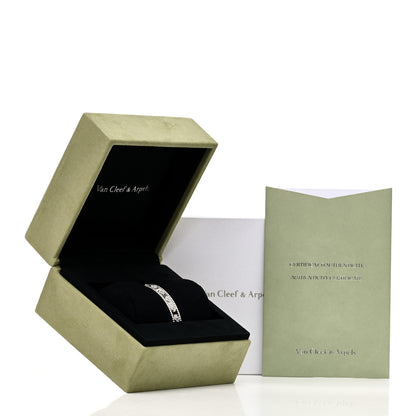 Van Cleef & Arpels 18K White Gold Diamond Perlee Clovers Bangle Bracelet XS 8 of 8