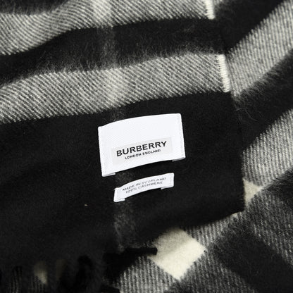 Burberry Cashmere Giant Check Fringe Scarf Black 3 of 3