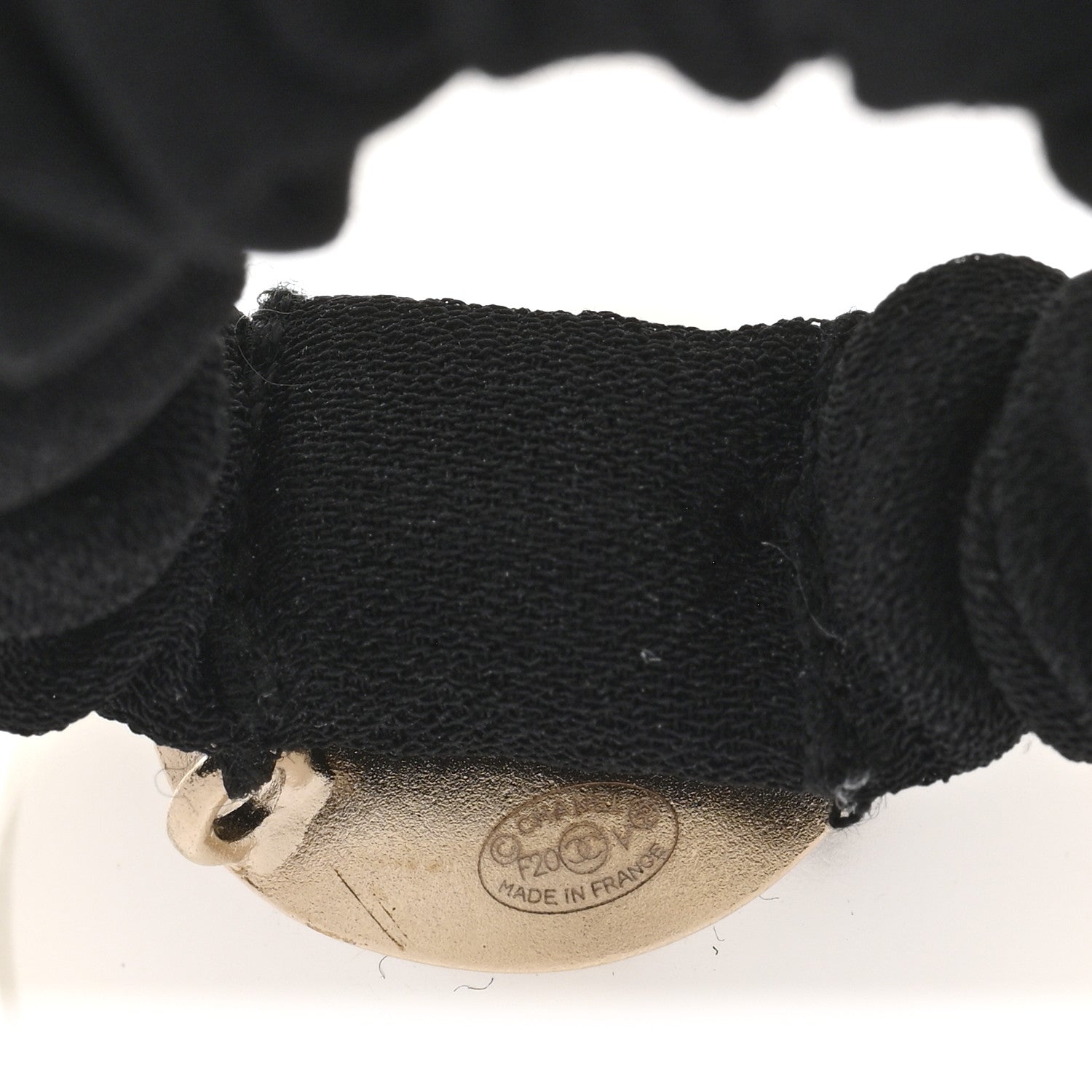 Chanel Pearl CC Hair Tie Black Gold Pearly White 4 of 6