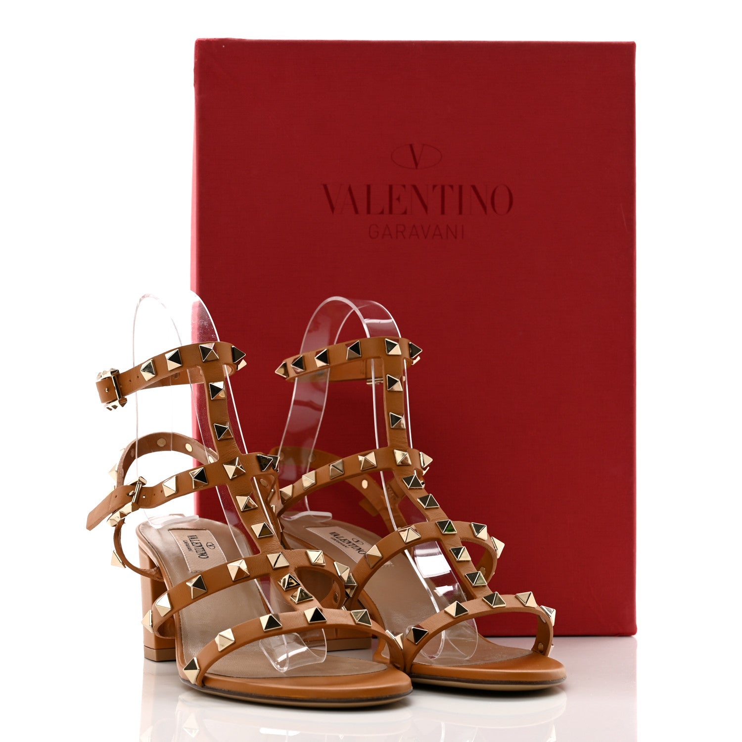 Valentino Garavani Calfskin Rockstud 60mm City Sandals 36 Tan 10 of 10