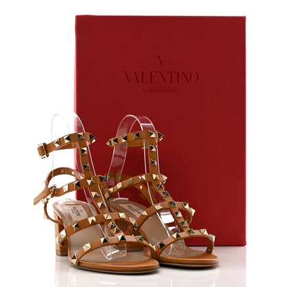 Valentino Garavani Calfskin Rockstud 60mm City Sandals 36 Tan 10 of 10