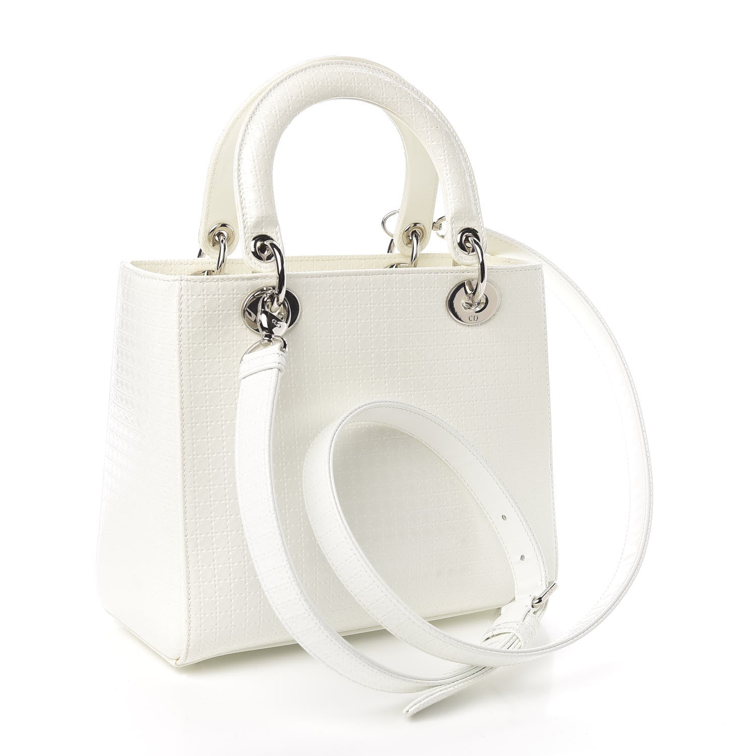 Christian Dior Patent Micro-Cannage Medium Lady Dior White 3 of 10