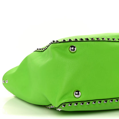 Valentino Garavani Vitello Medium Rockstud Tote Green Fluo 4 of 9