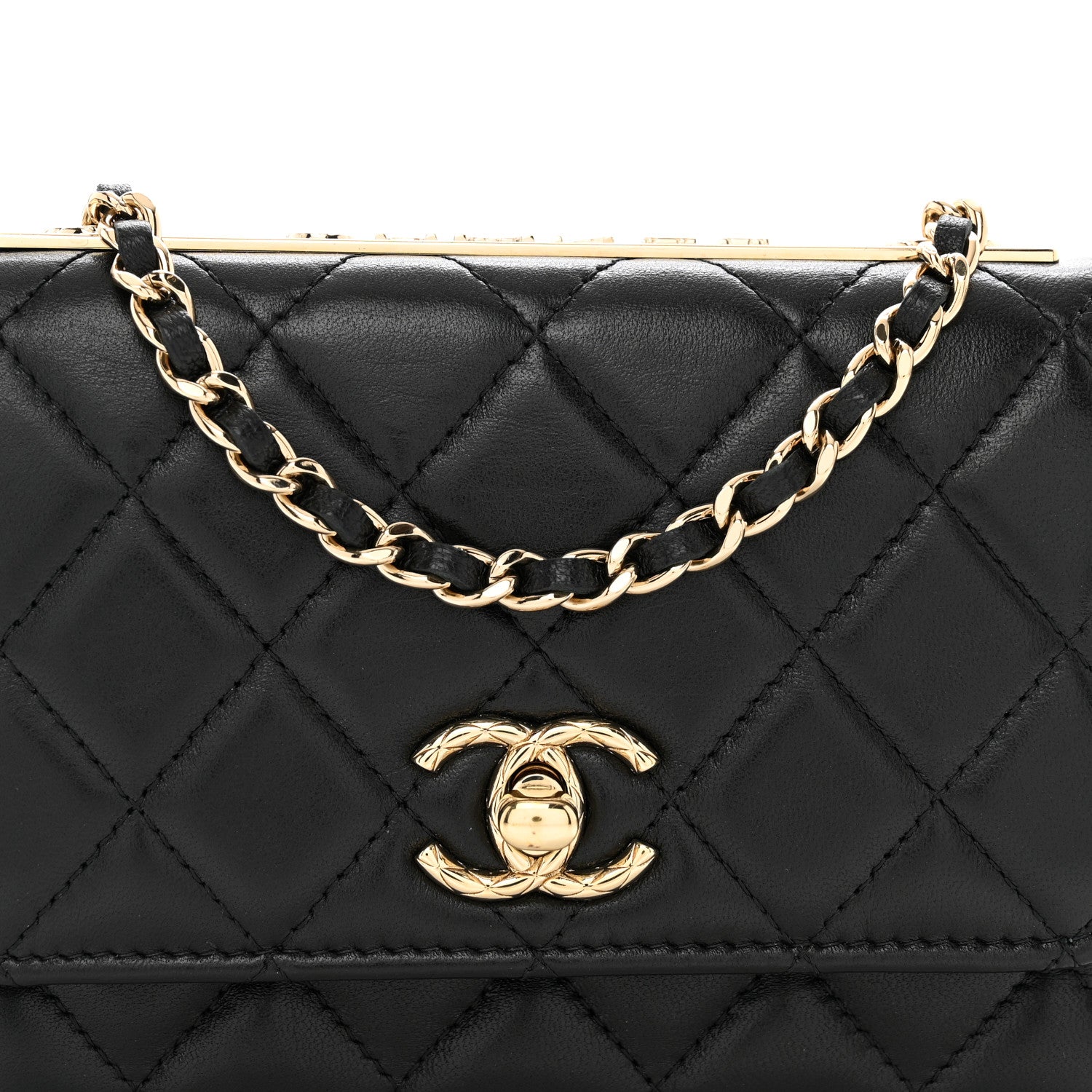 Chanel Lambskin Quilted Mini Trendy CC Wallet On Chain WOC Black 5 of 12