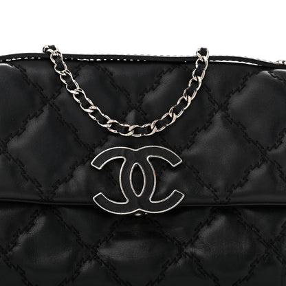 Chanel Calfskin Quilted Double Stitch Hamptons Clutch with Chain Black 7 of 11