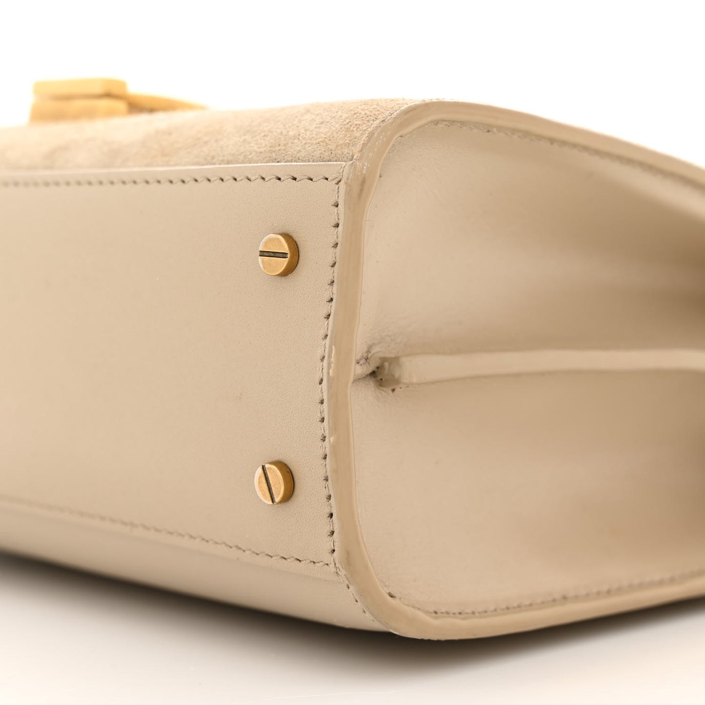 Kid Suede Smooth Calfskin Mini Classic Monogram Cassandra Top Handle Sea Salt