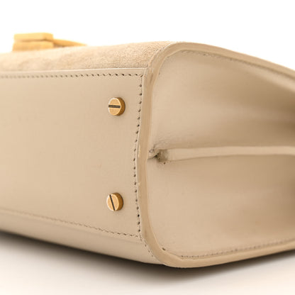 Saint Laurent Kid Suede Smooth Calfskin Mini Classic Monogram Cassandra Top Handle Sea Salt 10 of 13