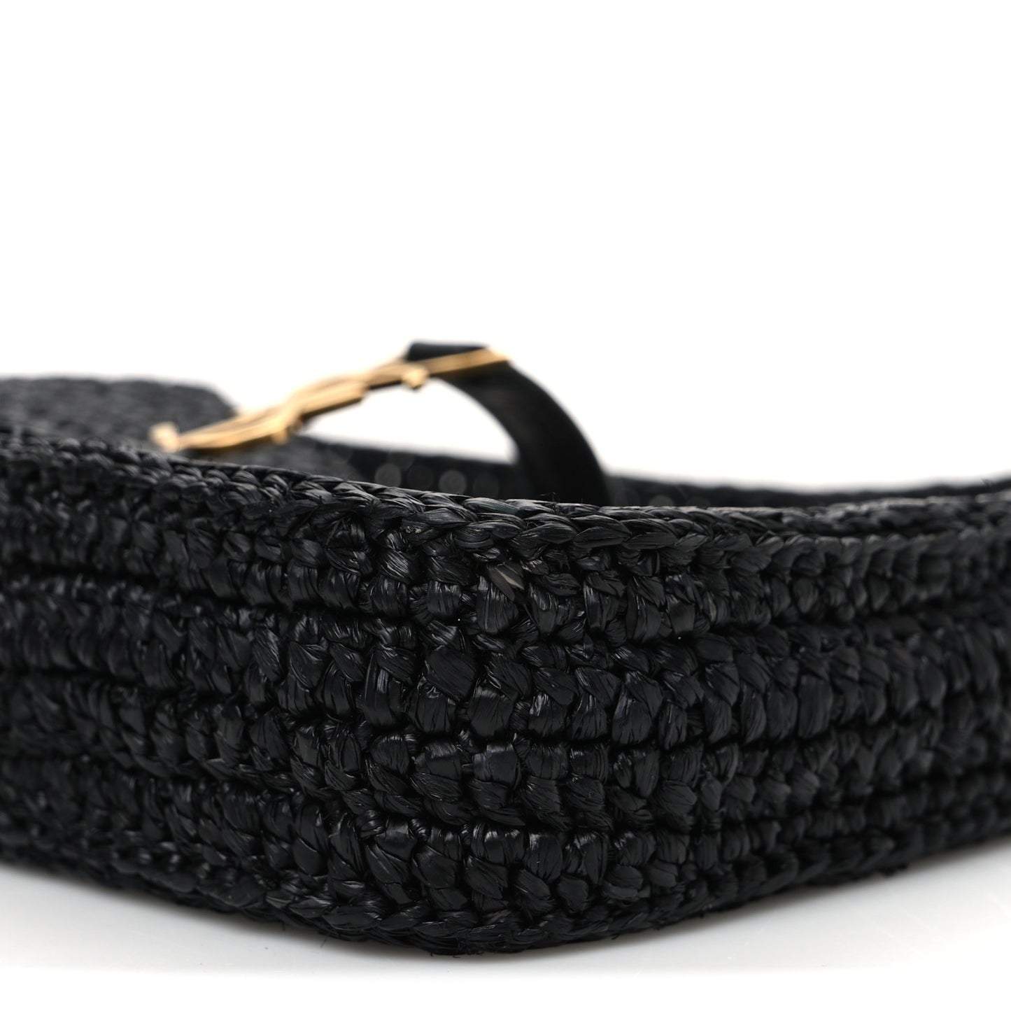 Raffia Calfskin Le 5 A 7 Mini Hobo Black Black