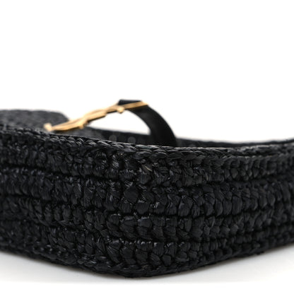 Saint Laurent Raffia Calfskin Le 5 A 7 Mini Hobo Black Black 11 of 11