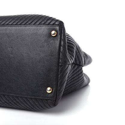 Chanel Wrinkled Lambskin Chevron Quilted Surpique Tote Black 9 of 10