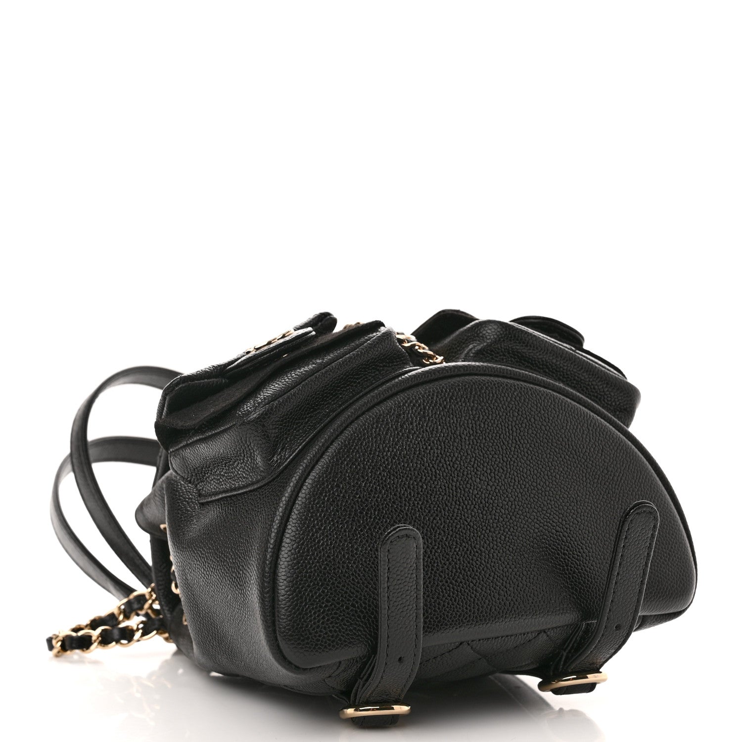 Chanel Shiny Caviar Quilted Small Duma Pockets Drawstring Backpack Black 4 of 9