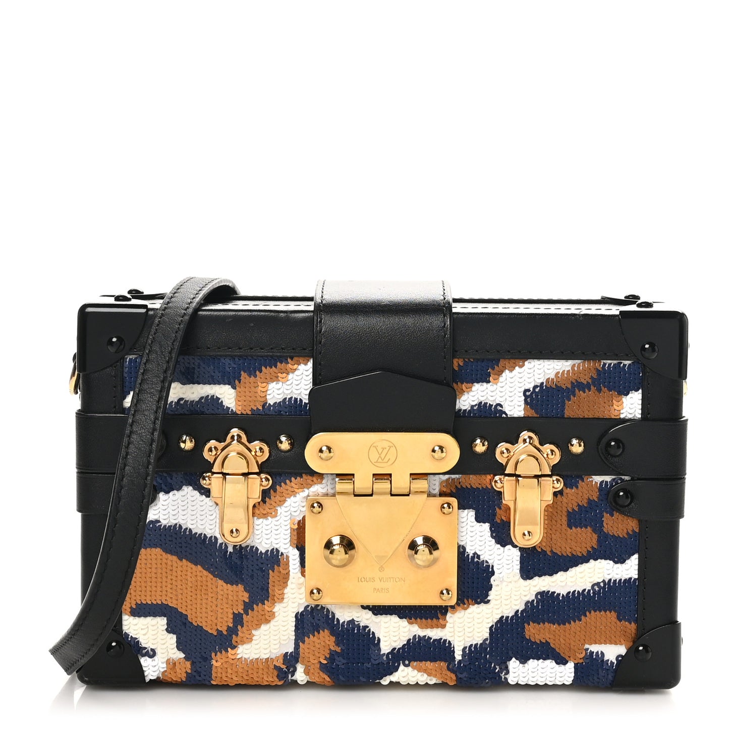 Sequins Leopard Petite Malle Black Navy