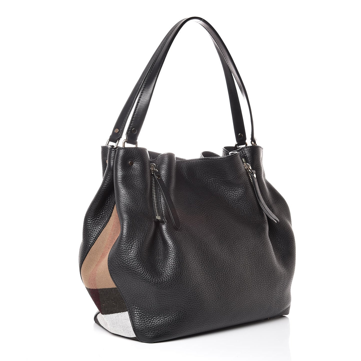 Grainy Calfskin House Check Medium Maidstone Black