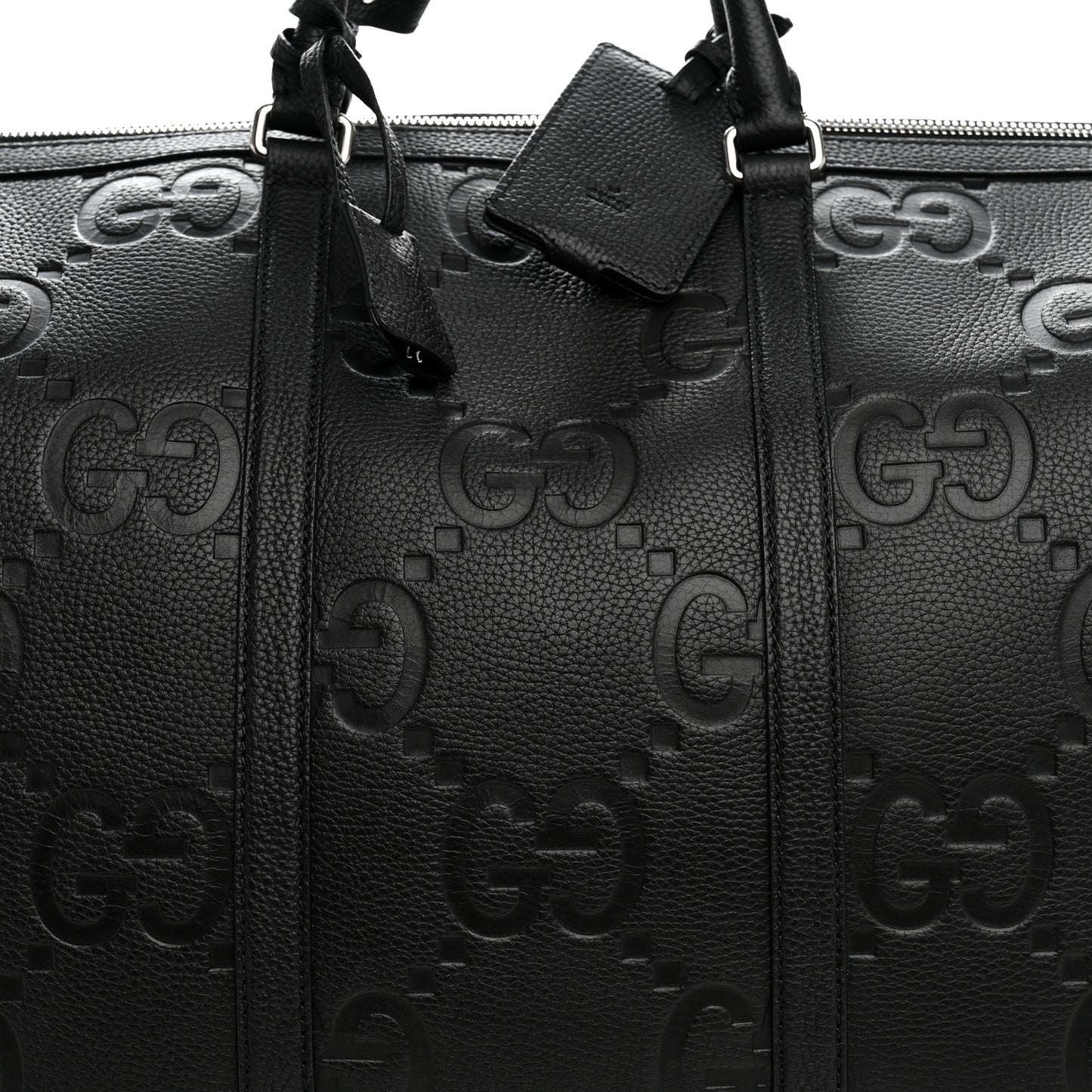 Piuma Calfskin Jumbo GG Embossed Large Duffle Bag Black
