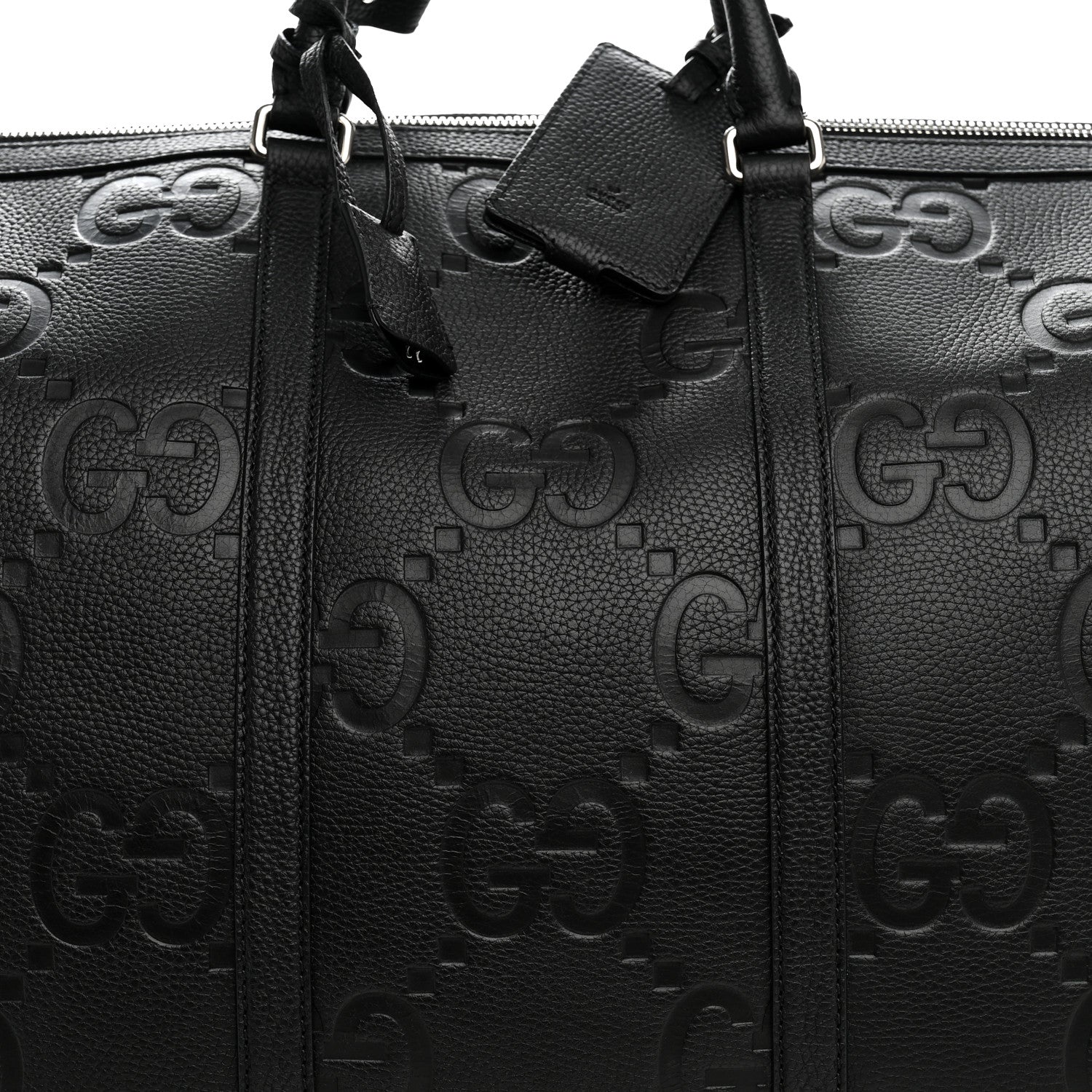 Gucci Piuma Calfskin Jumbo GG Embossed Large Duffle Bag Black 7 of 10
