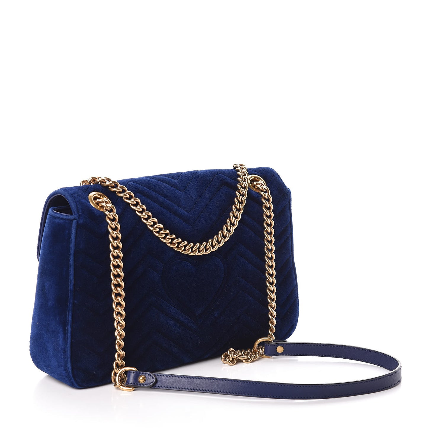 Velvet Matelasse Medium GG Marmont Shoulder Bag Cobalt Blue