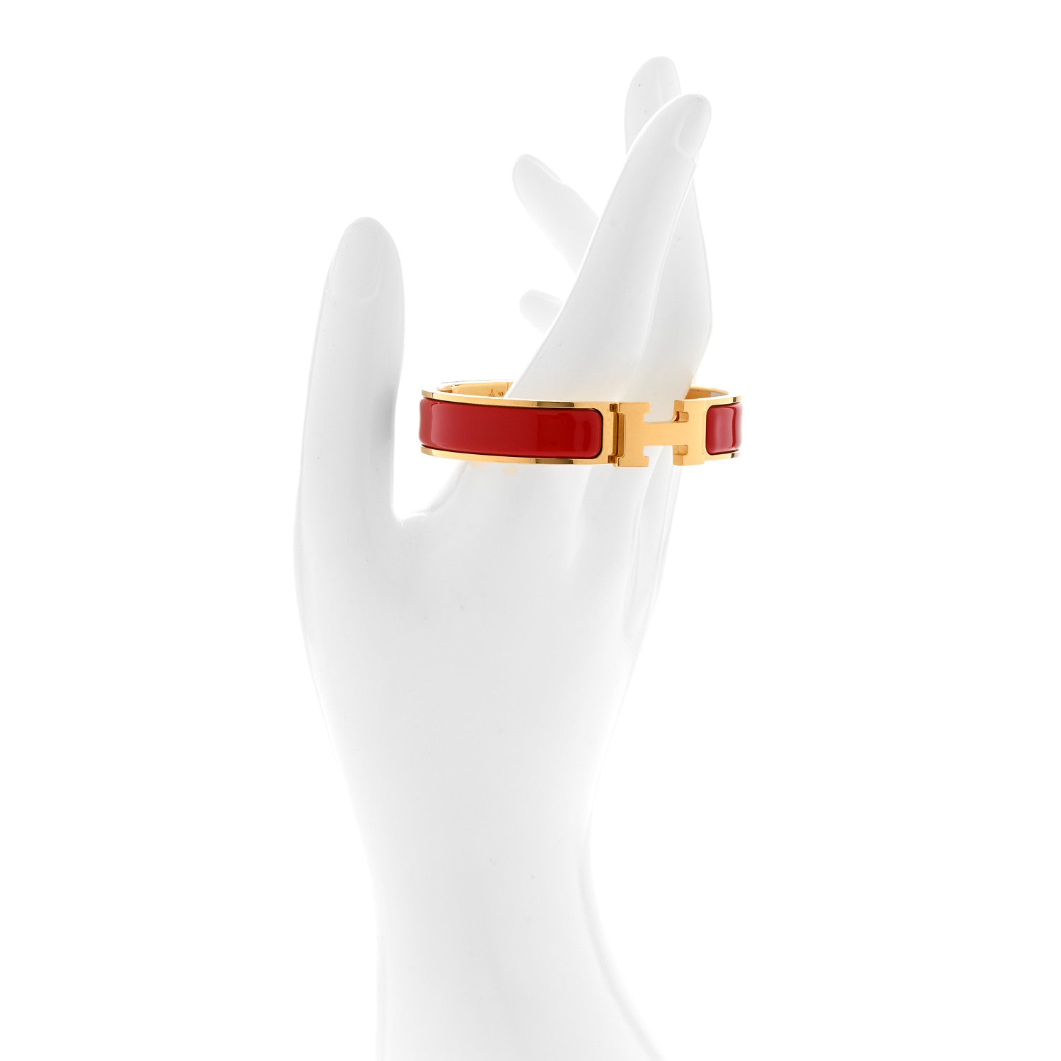 Hermes Enamel Narrow Clic Clac H Bracelet PM Rouge Bandana 2 of 8