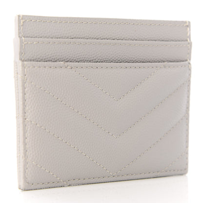 Saint Laurent Grain De Poudre Matelasse Chevron Card Case Granite 2 of 7