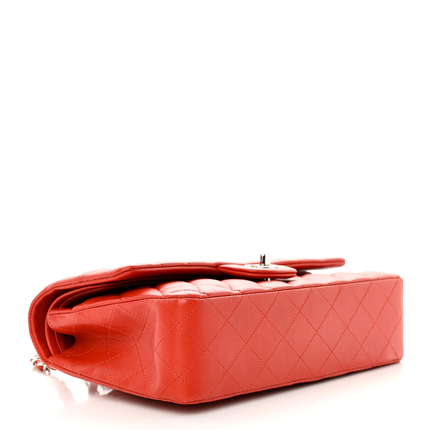 Lambskin Quilted Medium Double Flap Red