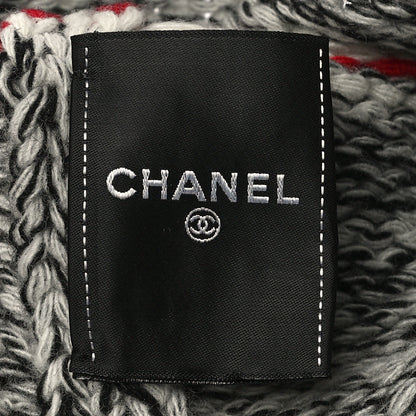 Chanel Wool Shearling CC Beanie Hat Ivory Black Red 4 of 7