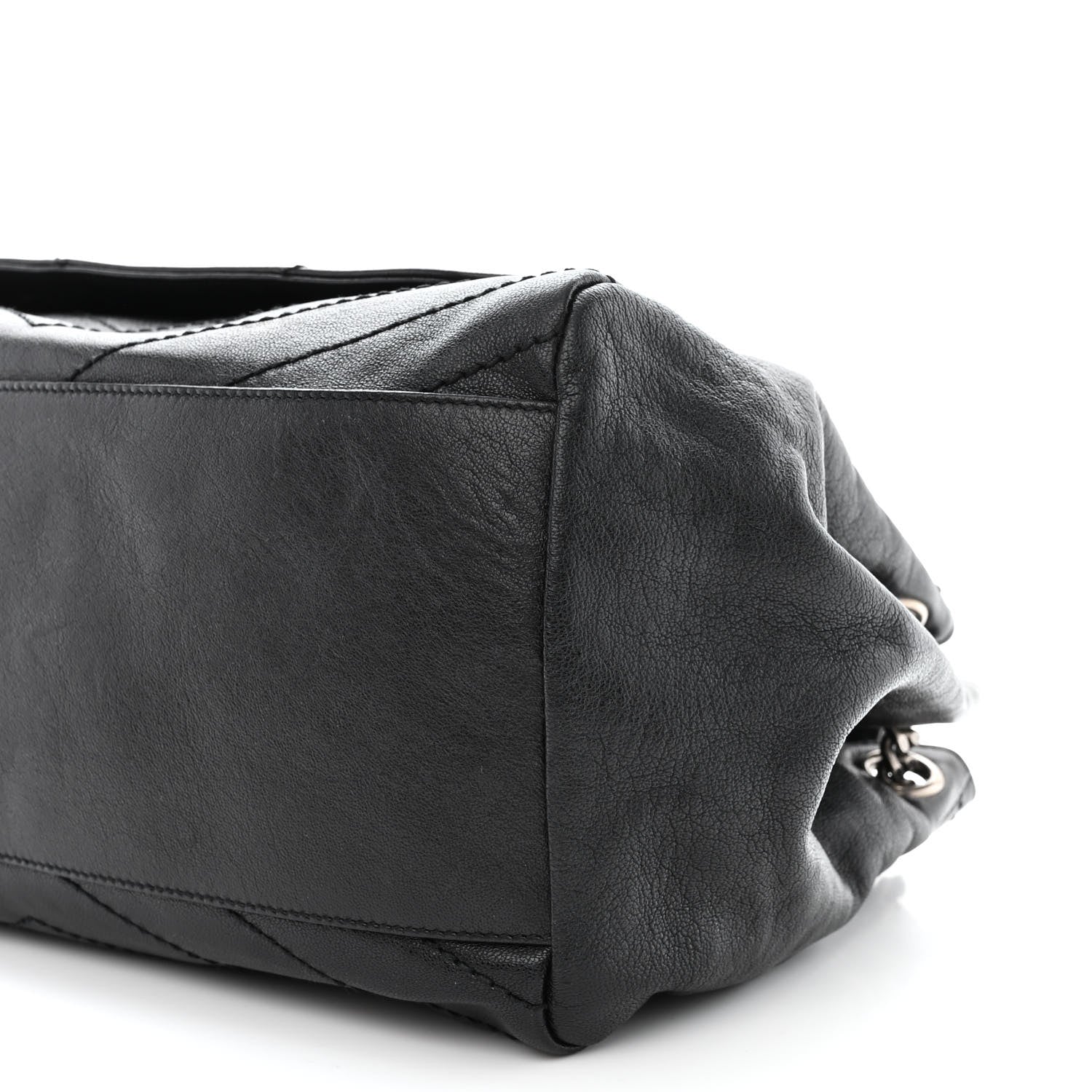 Saint Laurent Vintage Lambskin Chevron Monogram Large Nolita Black 10 of 12