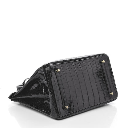 Hermes Shiny Porosus Crocodile Birkin 35 Black 4 of 32