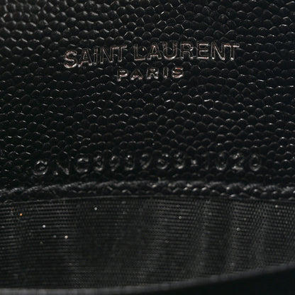 Saint Laurent Grain De Poudre Matelasse Chevron Monogram Monochrome Envelope Chain Wallet Black 7 of 11