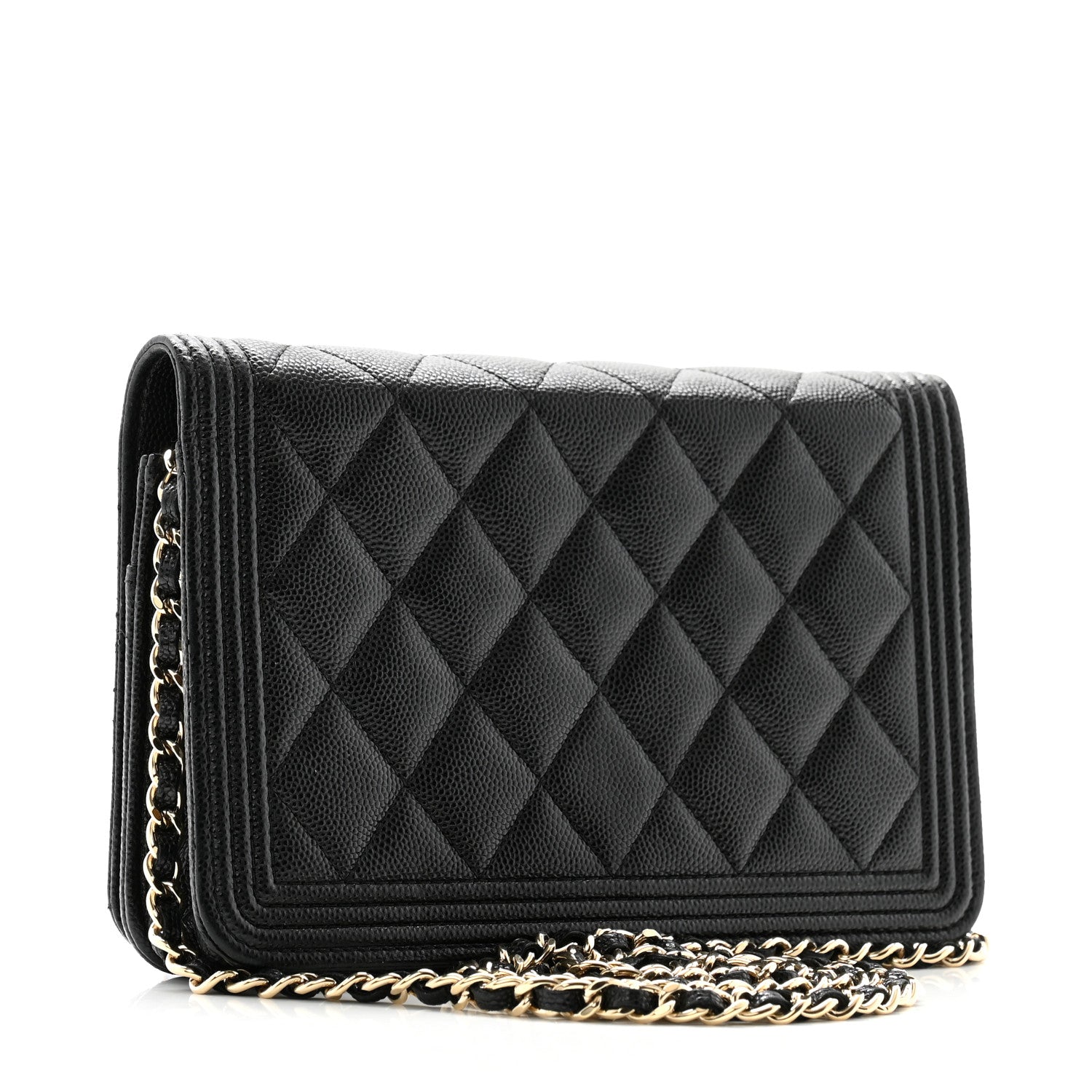 Chanel Caviar Quilted Boy Wallet On Chain WOC Black 3 of 12