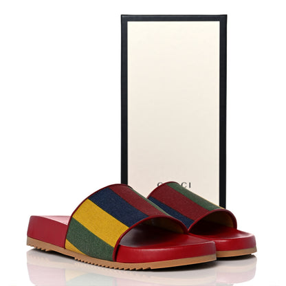 Gucci Canvas Marley Stripe Mens Slide Sandals 9 Multicolor 10 of 10