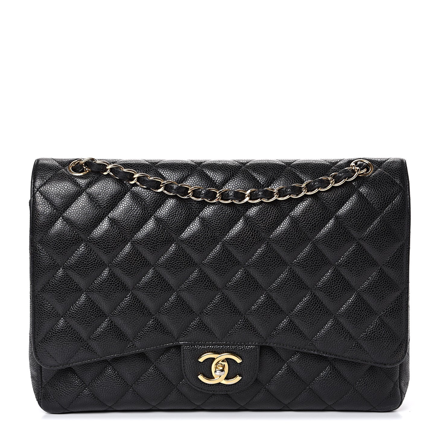 Caviar Quilted Maxi Double Flap Black