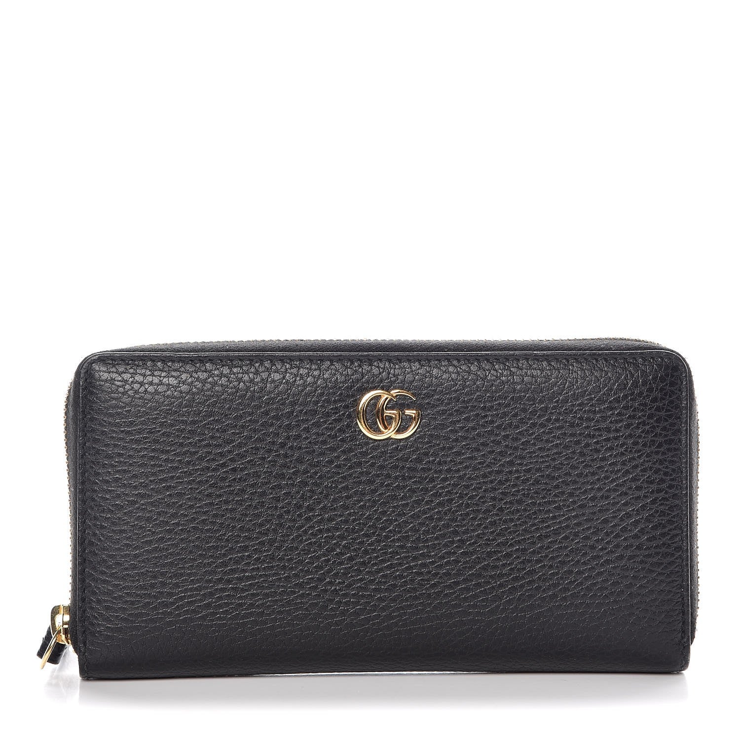 Gucci Dollar Calfskin GG Marmont Zip Around Wallet Black 1 of 8