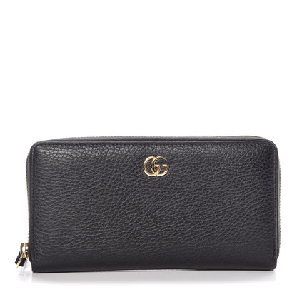 Gucci Dollar Calfskin GG Marmont Zip Around Wallet Black 1 of 8