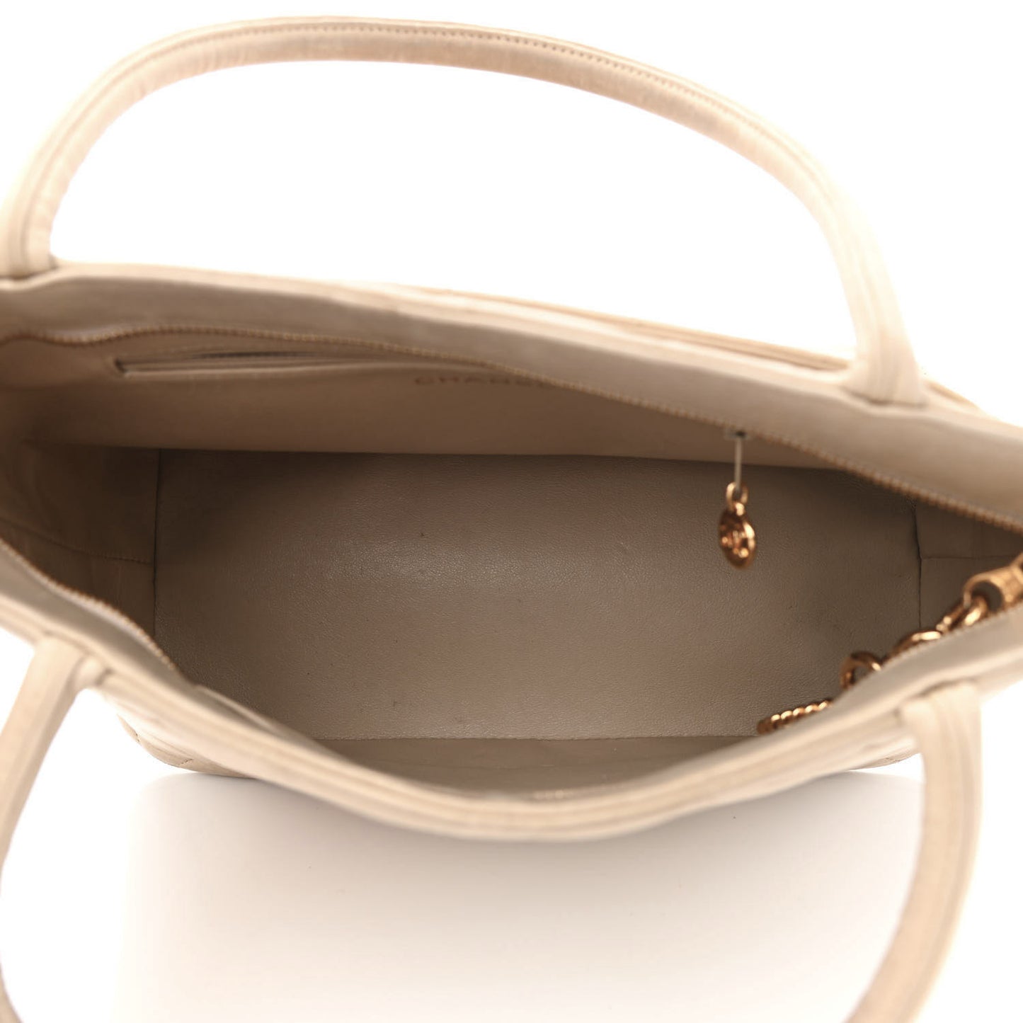 Lambskin Quilted Medallion Tote Light Beige