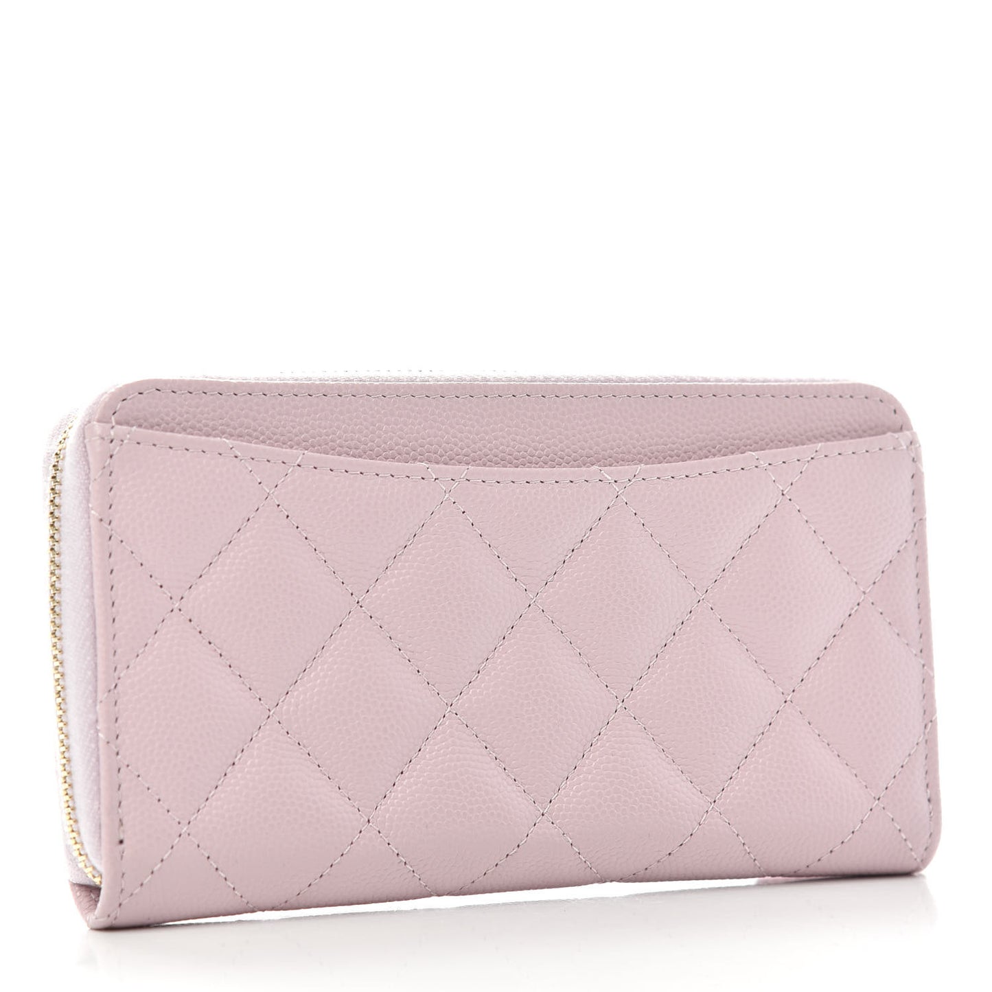 Caviar Quilted Small Gusset Zip Around Wallet Pink