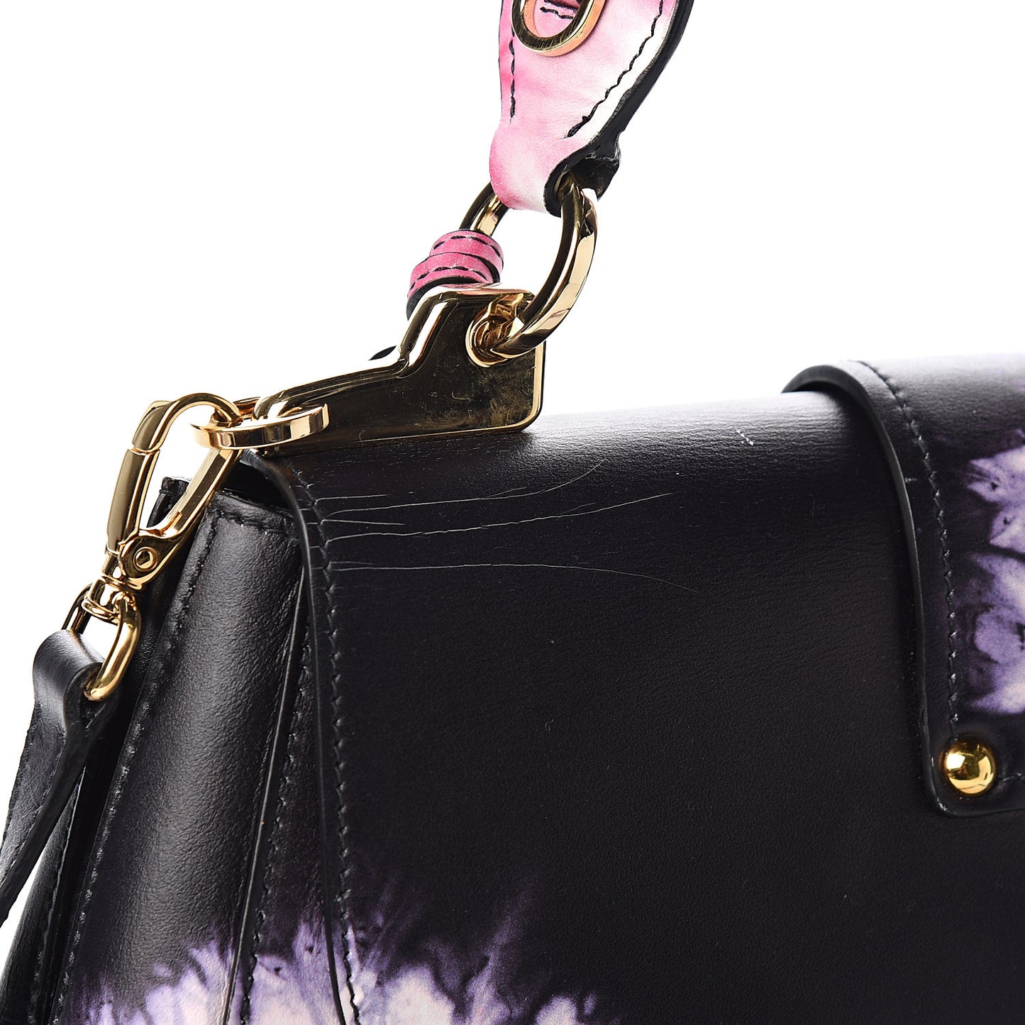 City Calfskin Tie-Dye Print Large Sidonie Top Handle Bag Black