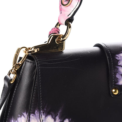 Prada City Calfskin Tie-Dye Print Large Sidonie Top Handle Bag Black 8 of 9