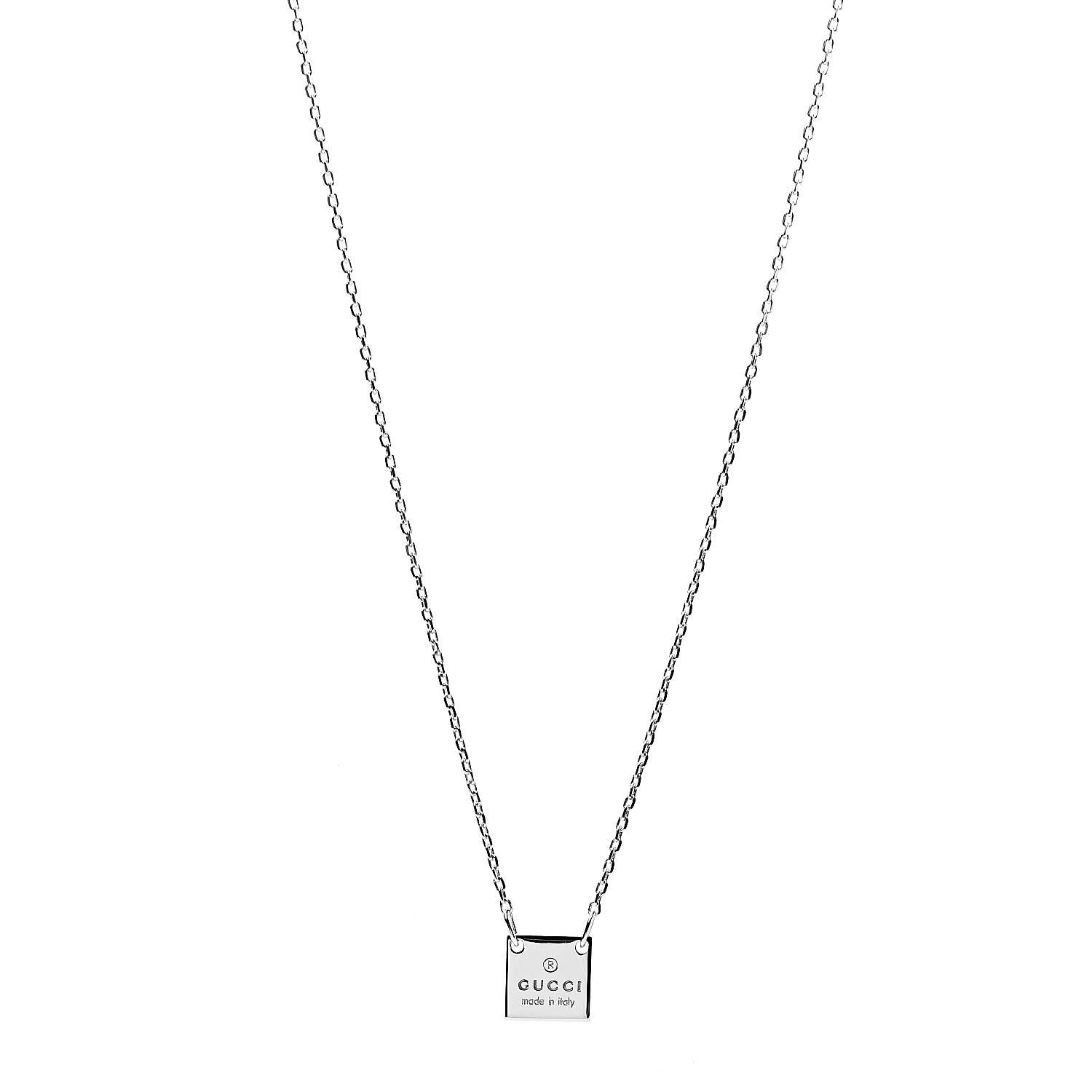 Gucci Sterling Silver Logo Square Tag Necklace 1 of 6