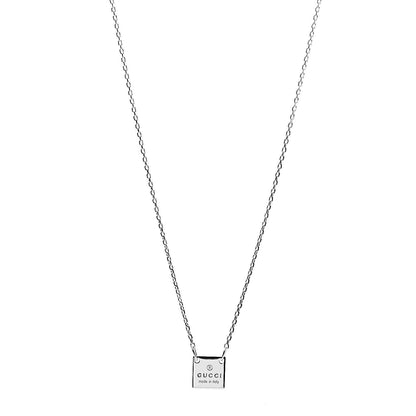Gucci Sterling Silver Logo Square Tag Necklace 1 of 6