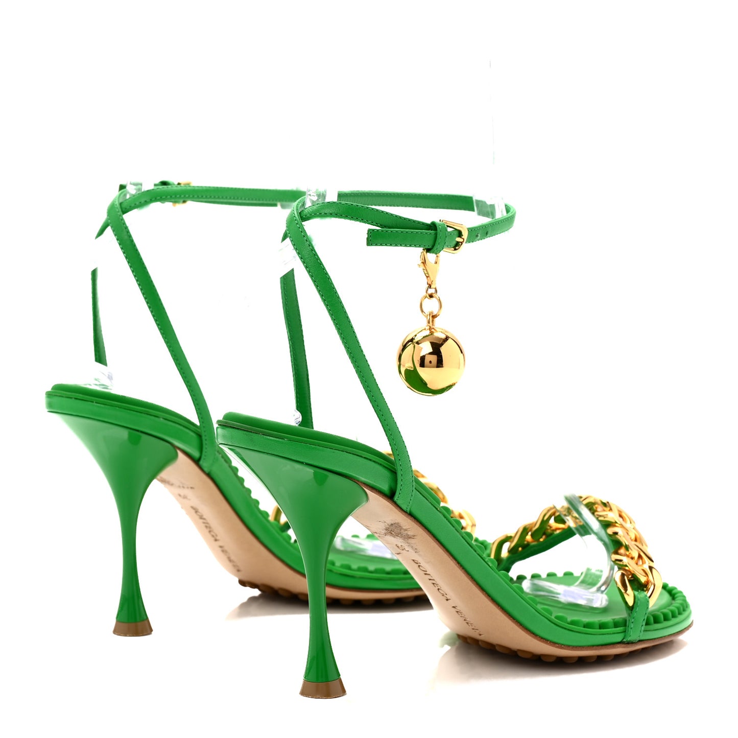 Lambskin Dot 90mm Sandals 39 Grass
