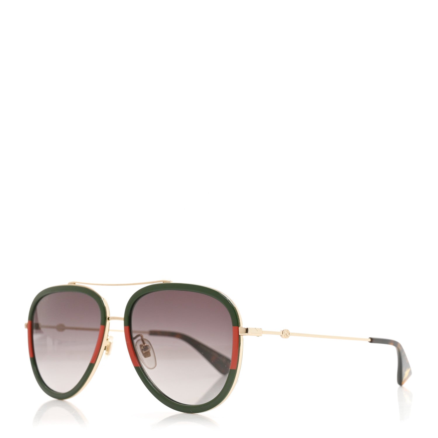 Gucci Web Aviator Sunglasses GG0062S Green Red 1 of 7