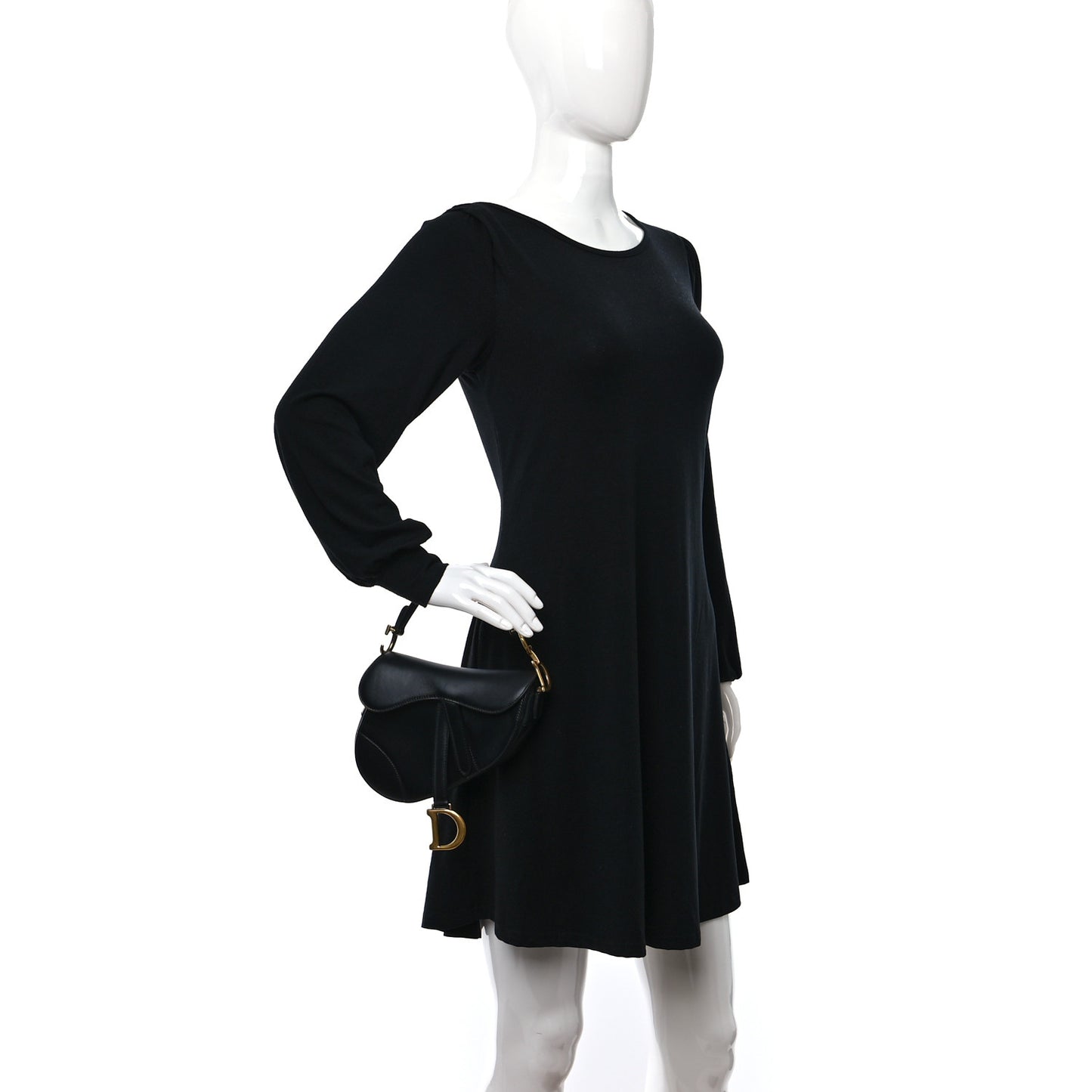 Calfskin Mini Saddle Bag Black
