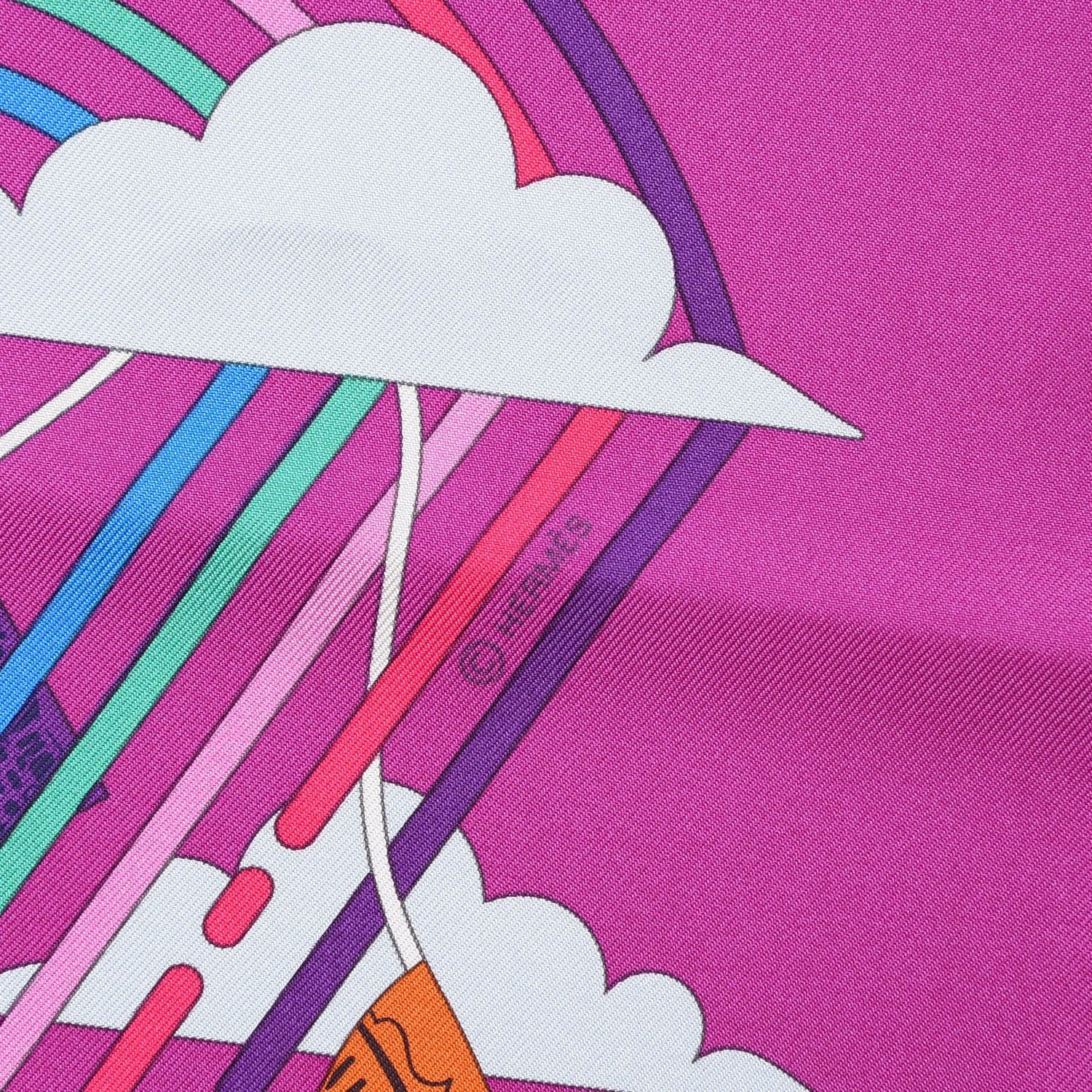 Hermes Silk La Maizeon des Carres Scarf 90 Fuchsia Blanc Multicolore 3 of 7