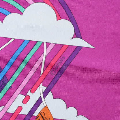 Hermes Silk La Maizeon des Carres Scarf 90 Fuchsia Blanc Multicolore 3 of 7