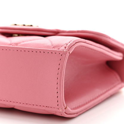 Chanel Lambskin Quilted Top Handle Clutch With Chain Pink 10 of 11