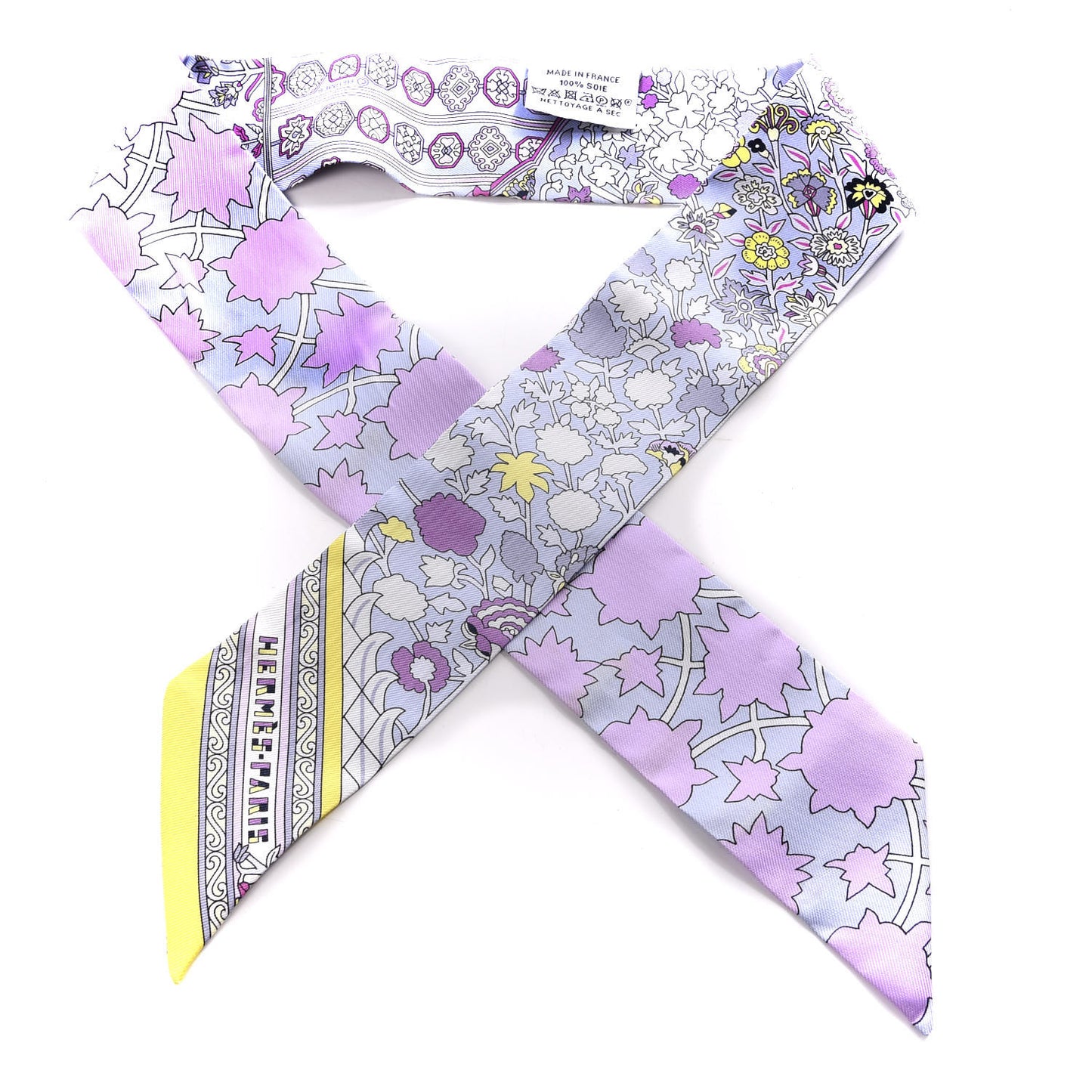 Silk Tapis Persans Twilly Rose Gris Bleuete Jaune Soufre