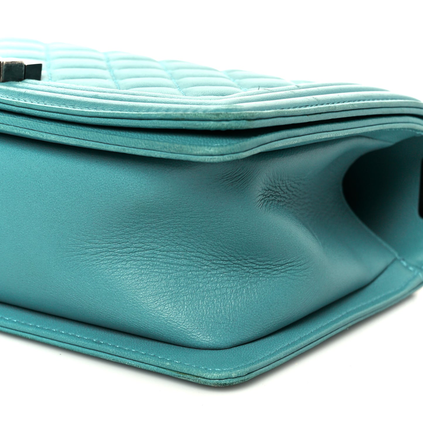 Lambskin Quilted Medium Boy Flap Turquoise