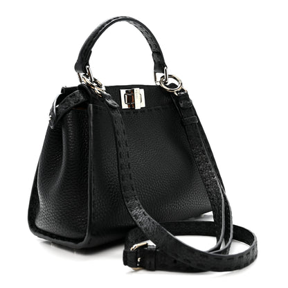 Fendi Cuoio Romano Selleria Bi-Color Mini Peekaboo Iconic Satchel Black Mou 3 of 10